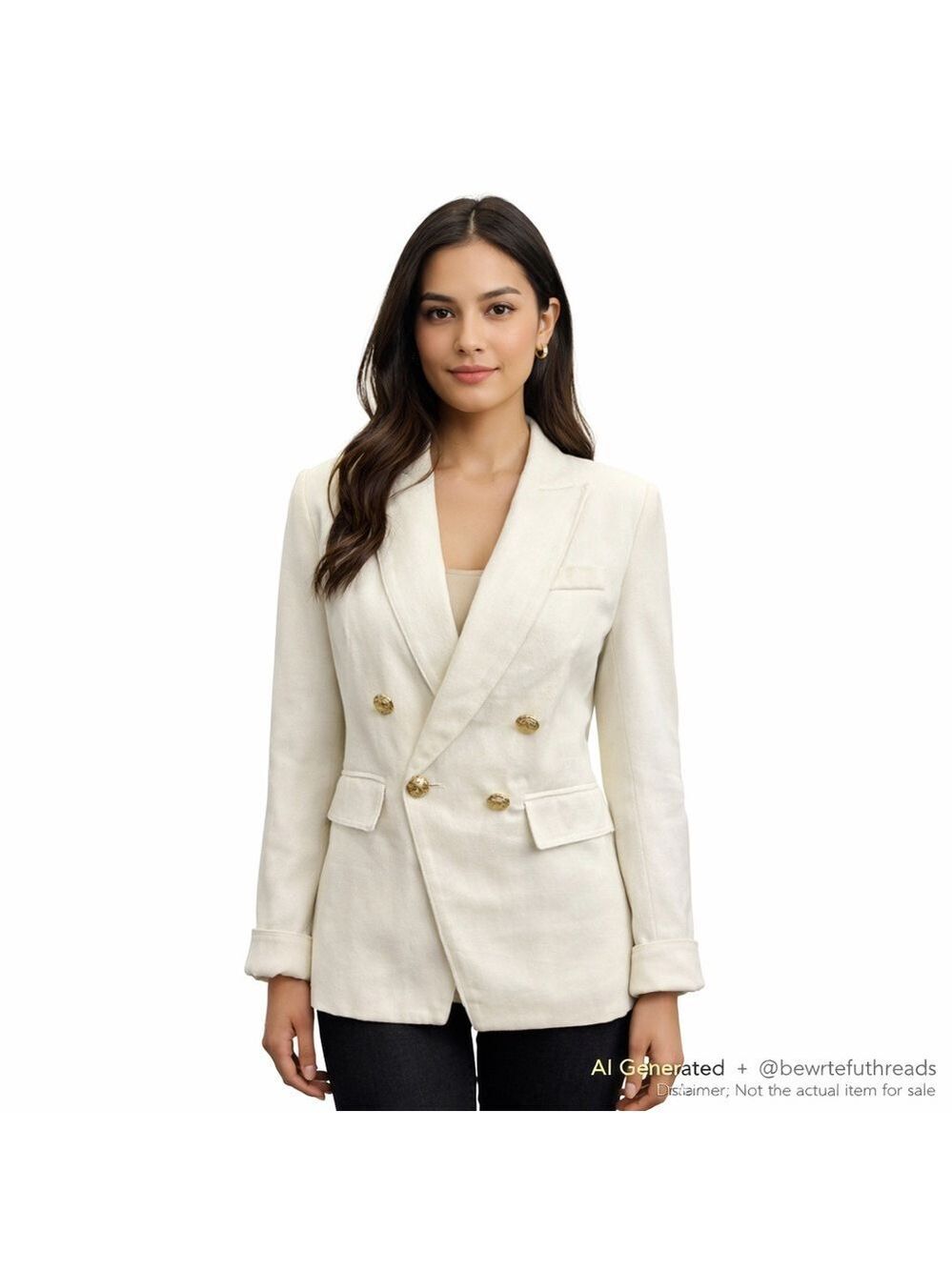 Kourt XS Ivory Double Breasted Blazer Gold Buttons Tailored